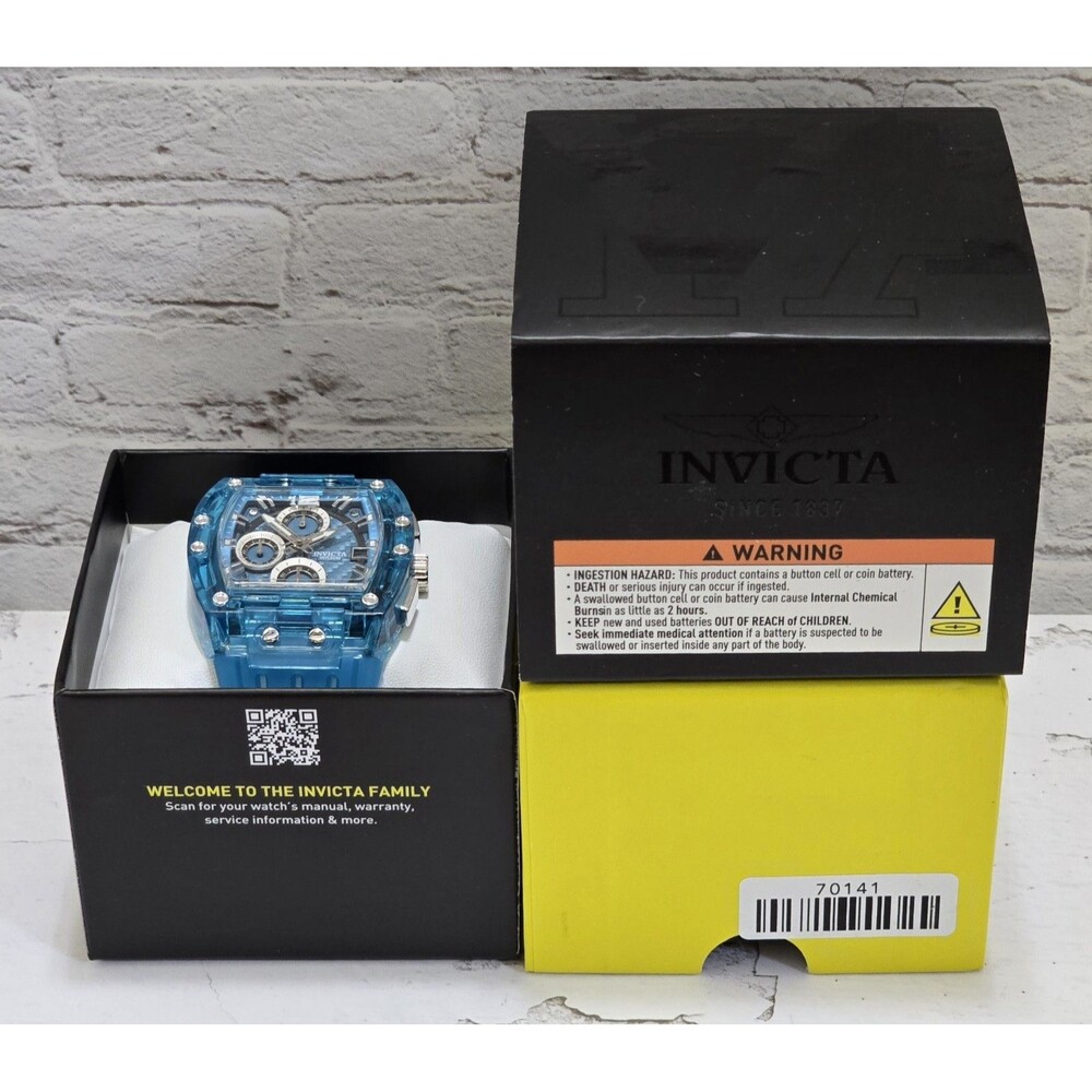 Invicta S1 Rally Mens 42mm Light Blue Carbon Chronograph Watch 70141 Brand New - Picture 2 of 5